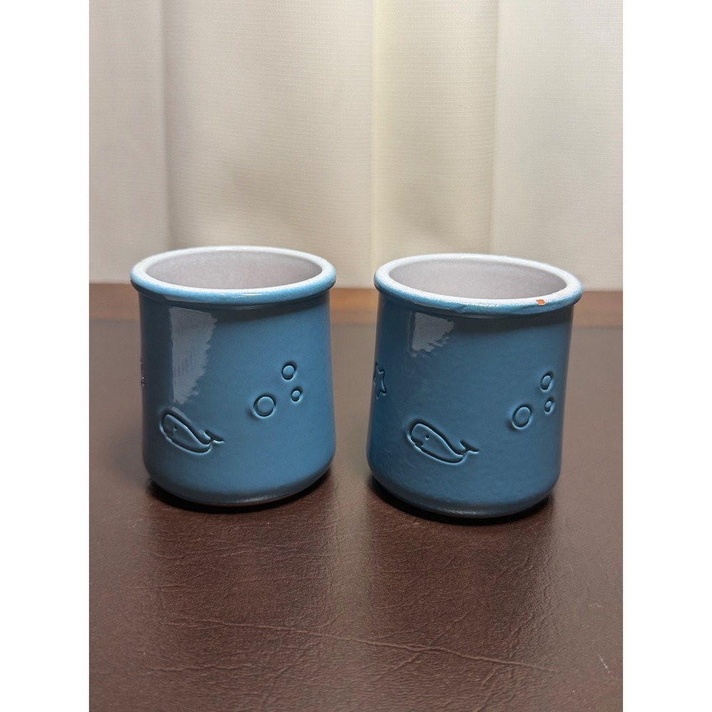 La Fermière Limited Edition Blue Whale Star Yogurt Pots Set of 2 Terracotta